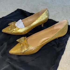 Talbots NWT dark gold sylvie bow kitten heel